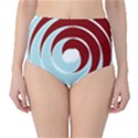 Double Spiral Thick Lines Blue Red High-Waist Bikini Bottoms View1