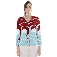 Double Spiral Thick Lines Blue Red Wind Breaker (women) by Mariart