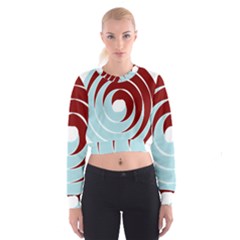 Double Spiral Thick Lines Blue Red Cropped Sweatshirt by Mariart