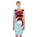 Double Spiral Thick Lines Blue Red Classic Short Sleeve Midi Dress View1