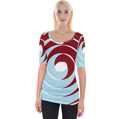 Double Spiral Thick Lines Blue Red Wide Neckline Tee by Mariart