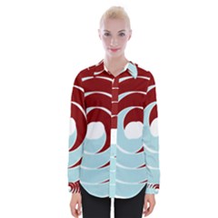 Double Spiral Thick Lines Blue Red Womens Long Sleeve Shirt