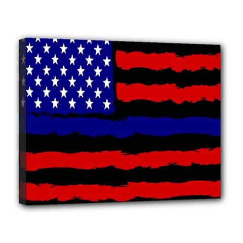 Flag American Line Star Red Blue White Black Beauty Canvas 14  X 11  by Mariart