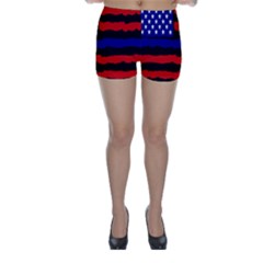 Flag American Line Star Red Blue White Black Beauty Skinny Shorts