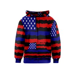 Flag American Line Star Red Blue White Black Beauty Kids  Zipper Hoodie