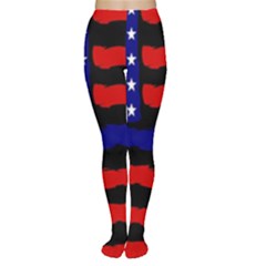 Flag American Line Star Red Blue White Black Beauty Women s Tights by Mariart