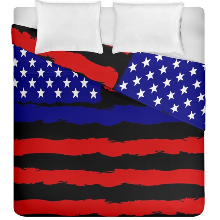 Flag American Line Star Red Blue White Black Beauty Duvet Cover Double Side (King Size)