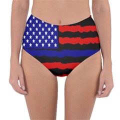 Flag American Line Star Red Blue White Black Beauty Reversible High-waist Bikini Bottoms