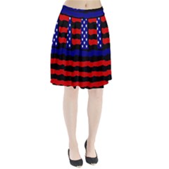 Flag American Line Star Red Blue White Black Beauty Pleated Skirt by Mariart