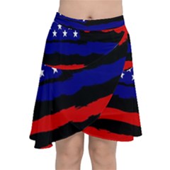 Flag American Line Star Red Blue White Black Beauty Chiffon Wrap by Mariart