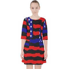 Flag American Line Star Red Blue White Black Beauty Pocket Dress by Mariart