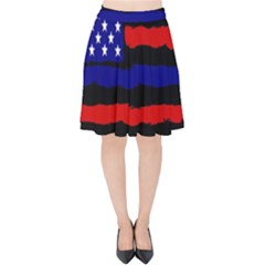 Flag American Line Star Red Blue White Black Beauty Velvet High Waist Skirt