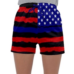 Flag American Line Star Red Blue White Black Beauty Sleepwear Shorts by Mariart