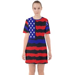 Flag American Line Star Red Blue White Black Beauty Mini Dress