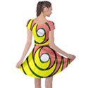 Double Spiral Thick Lines Circle Cap Sleeve Dress View2