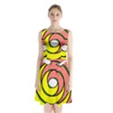 Double Spiral Thick Lines Circle Sleeveless Waist Tie Chiffon Dress View1