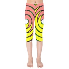 Double Spiral Thick Lines Circle Kids  Capri Leggings 