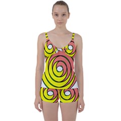 Double Spiral Thick Lines Circle Tie Front Two Piece Tankini by Mariart