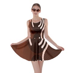 Fan Line Chevron Wave Brown Skater Dress by Mariart