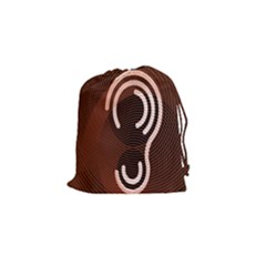 Fan Line Chevron Wave Brown Drawstring Pouches (small) 