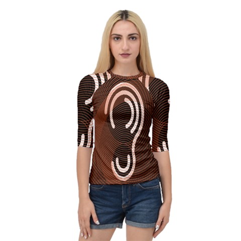 Fan Line Chevron Wave Brown Quarter Sleeve Raglan Tee by Mariart