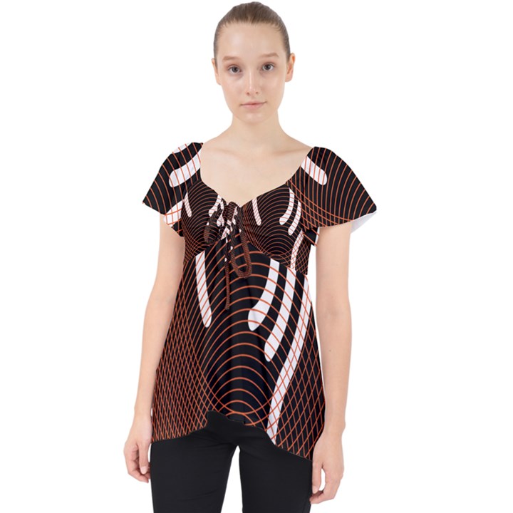 Fan Line Chevron Wave Brown Dolly Top