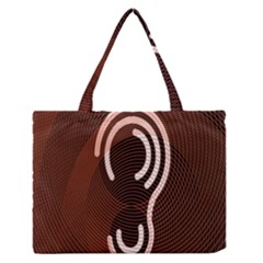 Fan Line Chevron Wave Brown Zipper Medium Tote Bag