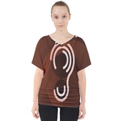 Fan Line Chevron Wave Brown V-neck Dolman Drape Top by Mariart