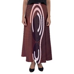 Fan Line Chevron Wave Brown Flared Maxi Skirt