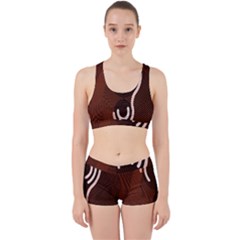 Fan Line Chevron Wave Brown Work It Out Sports Bra Set by Mariart