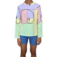 Golden Spiral Logarithmic Color Kids  Long Sleeve Swimwear