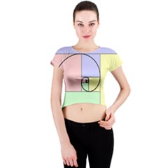 Golden Spiral Logarithmic Color Crew Neck Crop Top by Mariart