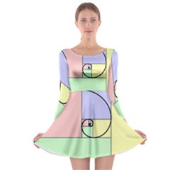 Golden Spiral Logarithmic Color Long Sleeve Skater Dress