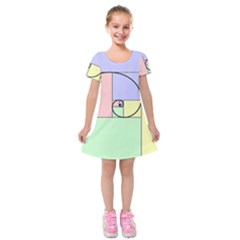 Golden Spiral Logarithmic Color Kids  Short Sleeve Velvet Dress by Mariart