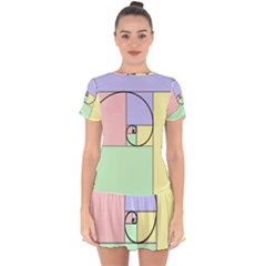 Golden Spiral Logarithmic Color Drop Hem Mini Chiffon Dress by Mariart