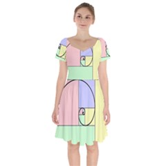 Golden Spiral Logarithmic Color Short Sleeve Bardot Dress by Mariart