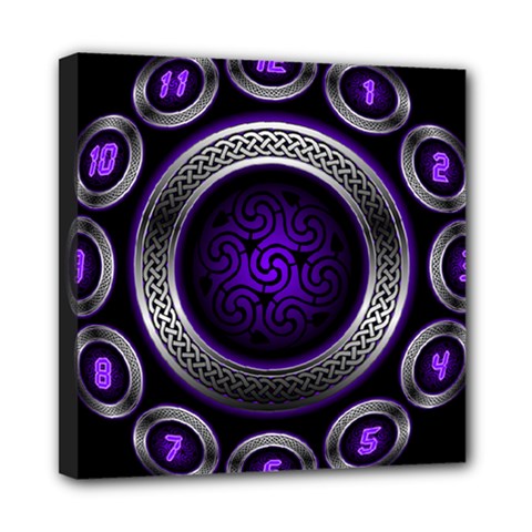 Digital Celtic Clock Template Time Number Purple Mini Canvas 8  X 8  by Mariart