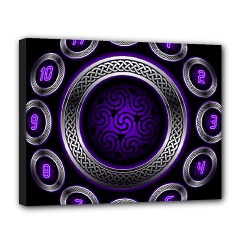 Digital Celtic Clock Template Time Number Purple Canvas 14  X 11  by Mariart