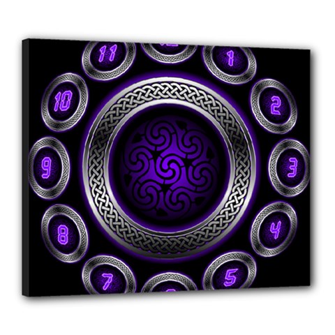 Digital Celtic Clock Template Time Number Purple Canvas 24  X 20  by Mariart