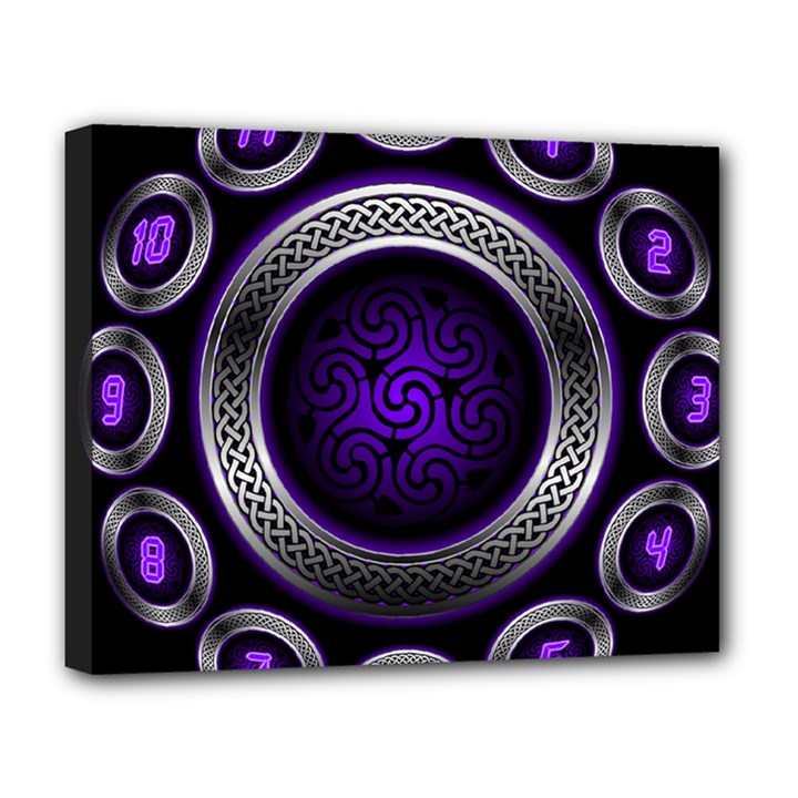 Digital Celtic Clock Template Time Number Purple Deluxe Canvas 20  x 16  