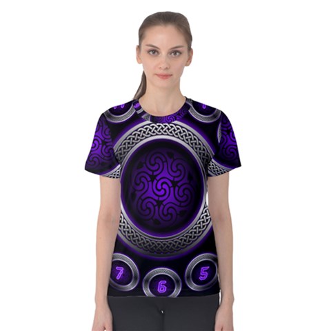 Digital Celtic Clock Template Time Number Purple Women s Cotton Tee by Mariart