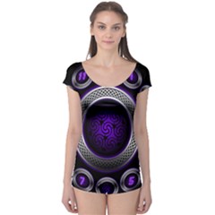 Digital Celtic Clock Template Time Number Purple Boyleg Leotard  by Mariart