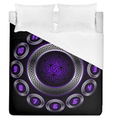 Digital Celtic Clock Template Time Number Purple Duvet Cover (queen Size) by Mariart