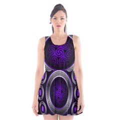 Digital Celtic Clock Template Time Number Purple Scoop Neck Skater Dress by Mariart