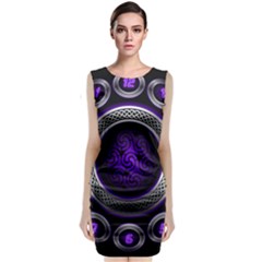 Digital Celtic Clock Template Time Number Purple Classic Sleeveless Midi Dress by Mariart