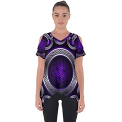 Digital Celtic Clock Template Time Number Purple Cut Out Side Drop Tee by Mariart