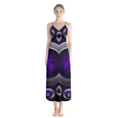 Digital Celtic Clock Template Time Number Purple Button Up Chiffon Maxi Dress by Mariart