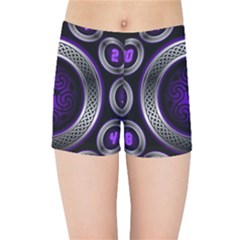 Digital Celtic Clock Template Time Number Purple Kids Sports Shorts by Mariart