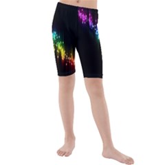 Illustration Light Space Rainbow Kids  Mid Length Swim Shorts