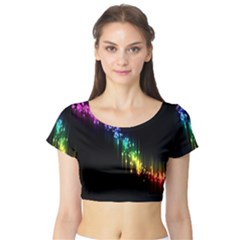 Illustration Light Space Rainbow Short Sleeve Crop Top (tight Fit) by Mariart